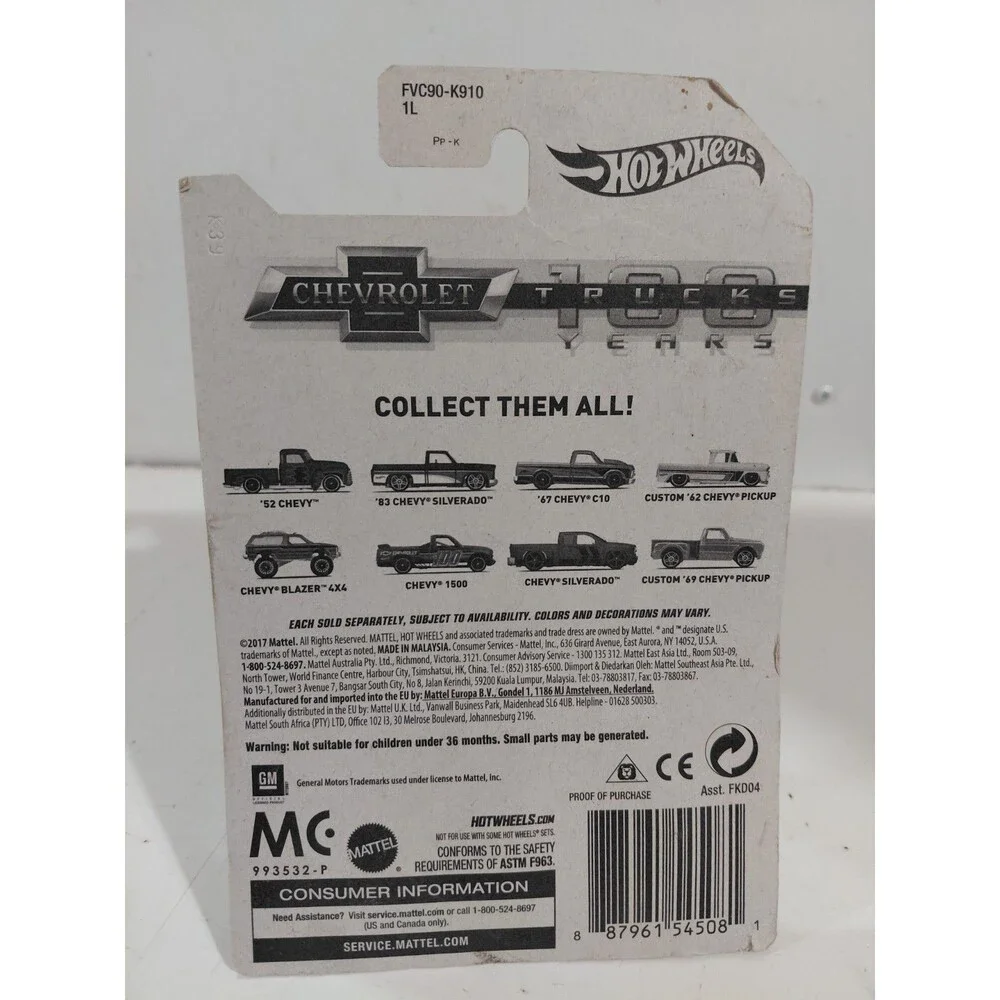 NIP Hot Wheels Trucks 100 Years 1:64 Die Cast Custom 1969 Chevrolet Pickup Truck